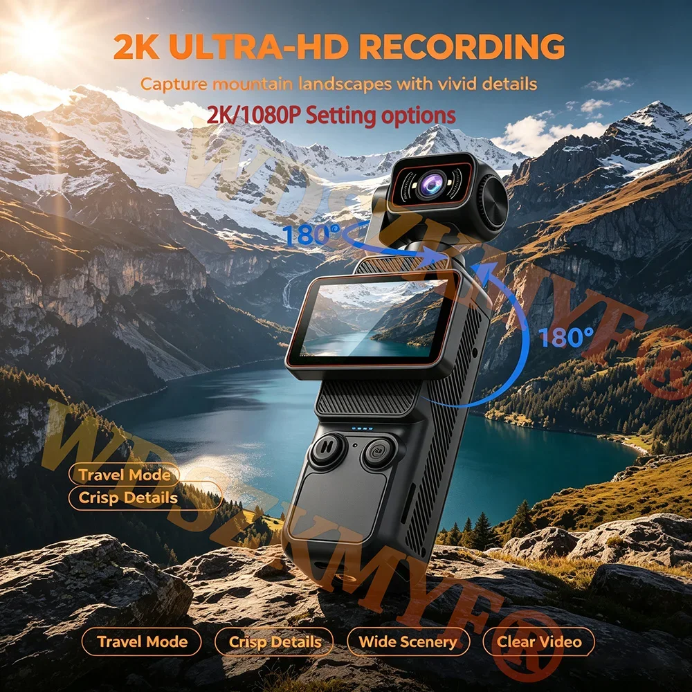 WIFI FHD 1080P Action Camera Gimbal Stabilizer 1.97 Inch 90° Flip Screen 180°Rotating Lens Pocket Digital Camera Sports Cam