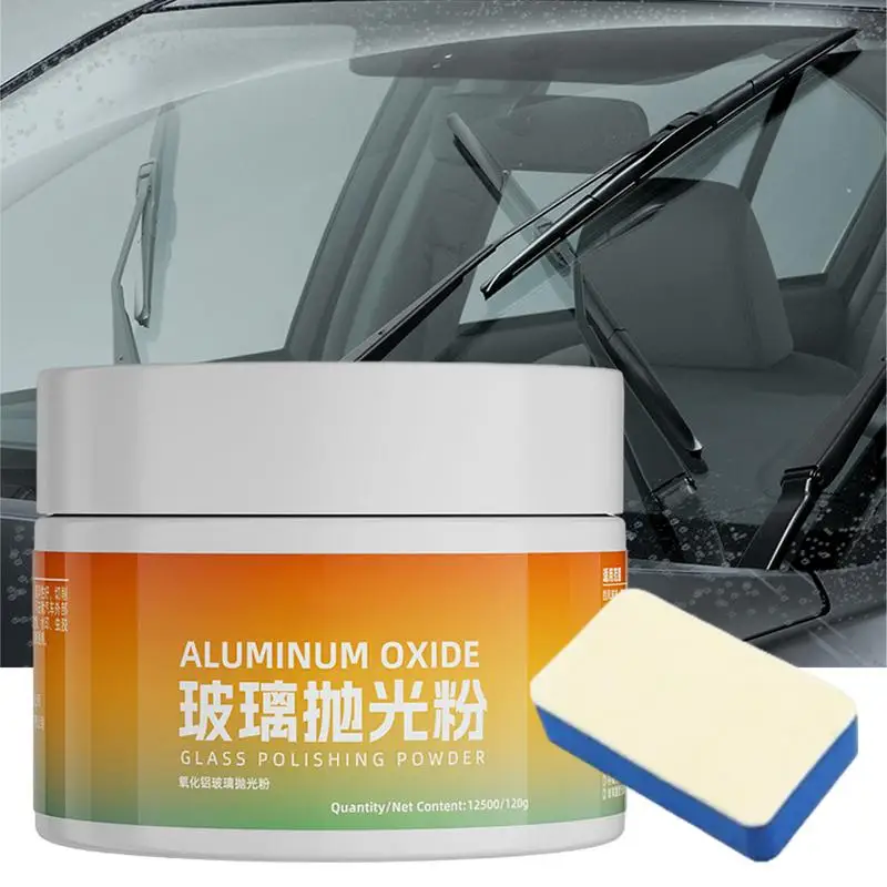 120g Glass Polishes Cerium Oxide Powder Oil Film Cleaning Powder With Sponge Outdoor Window Cleaner Oil Film Cleaning Power