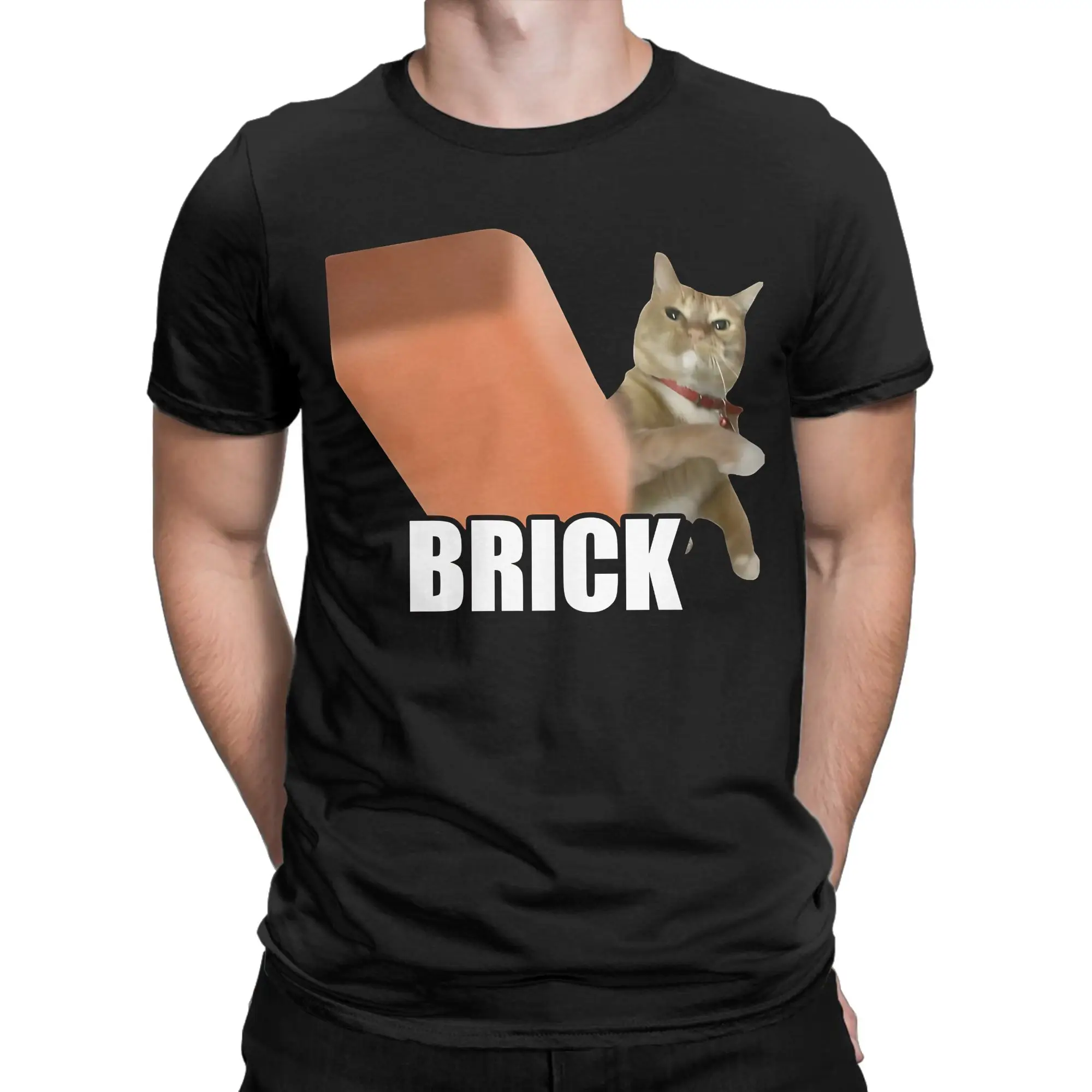 Funny  Throwing Brick Meme  Funny 100% Cotton T-Shirt meme Tees Tops For Men