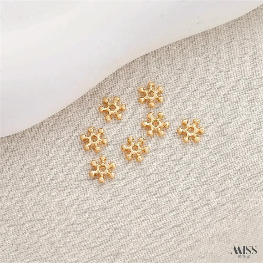 14K Gold Color Snowflake Tablets Sun Flowers Plum Blossom Spacers Gaskets DIY Bracelets Necklaces Beaded Jewelry Accessories