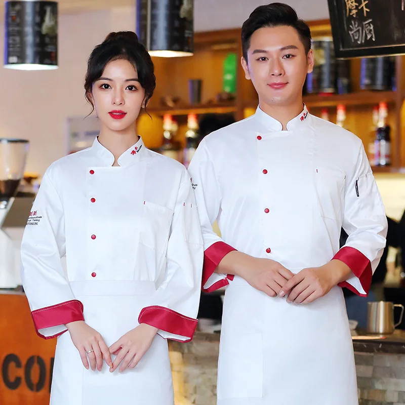 

Hotel Chef Overalls Men's Long Sleeve plus-Sized Kitchen Restaurant Barbecue Hot Pot Restaurant Restaurant Canteen Catering Clot