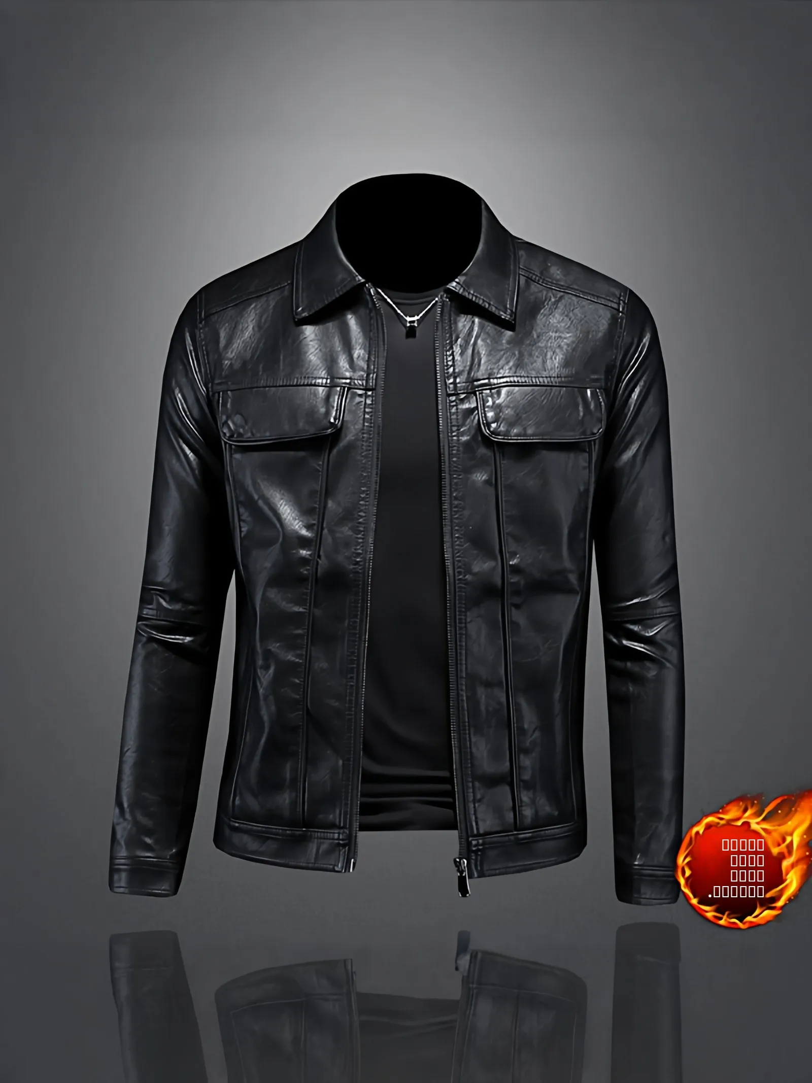 

Thiened Fce Lined Biker Jaet Men's Autumn Winter New Sle ort Casual Soft Leather Warm Coat Youth ular PU Material