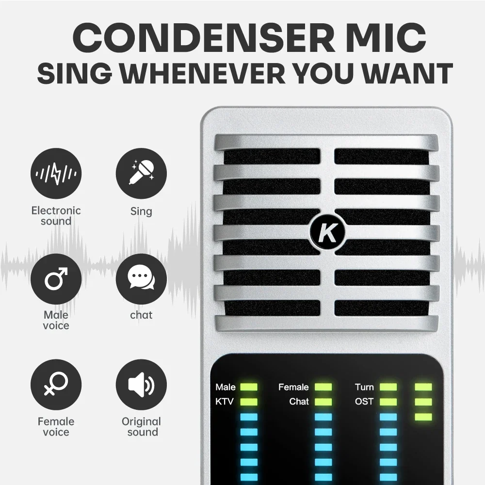 USB Audio Interface Sound Card With Condenser Microphone Live Broadcast Phone/PC Recording Guitar Sound Card For Studio Singing