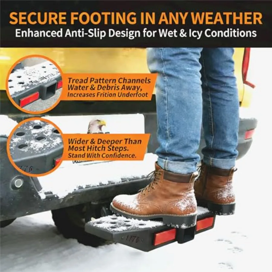 America 250 Edition 3-in-1 Hitch Step for trucks and SUVs, steel with black rust-resistant dual-layer finish, anti-slip X-large view 6