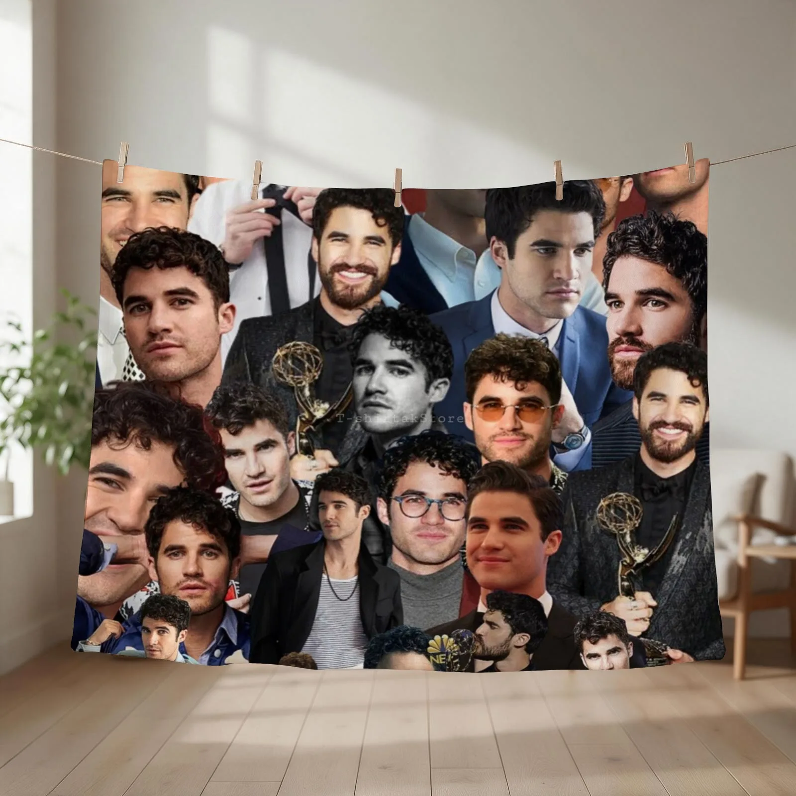 darren criss photo collage Throw Blanket Loose Hairys warm for winter Blankets For Baby Blankets