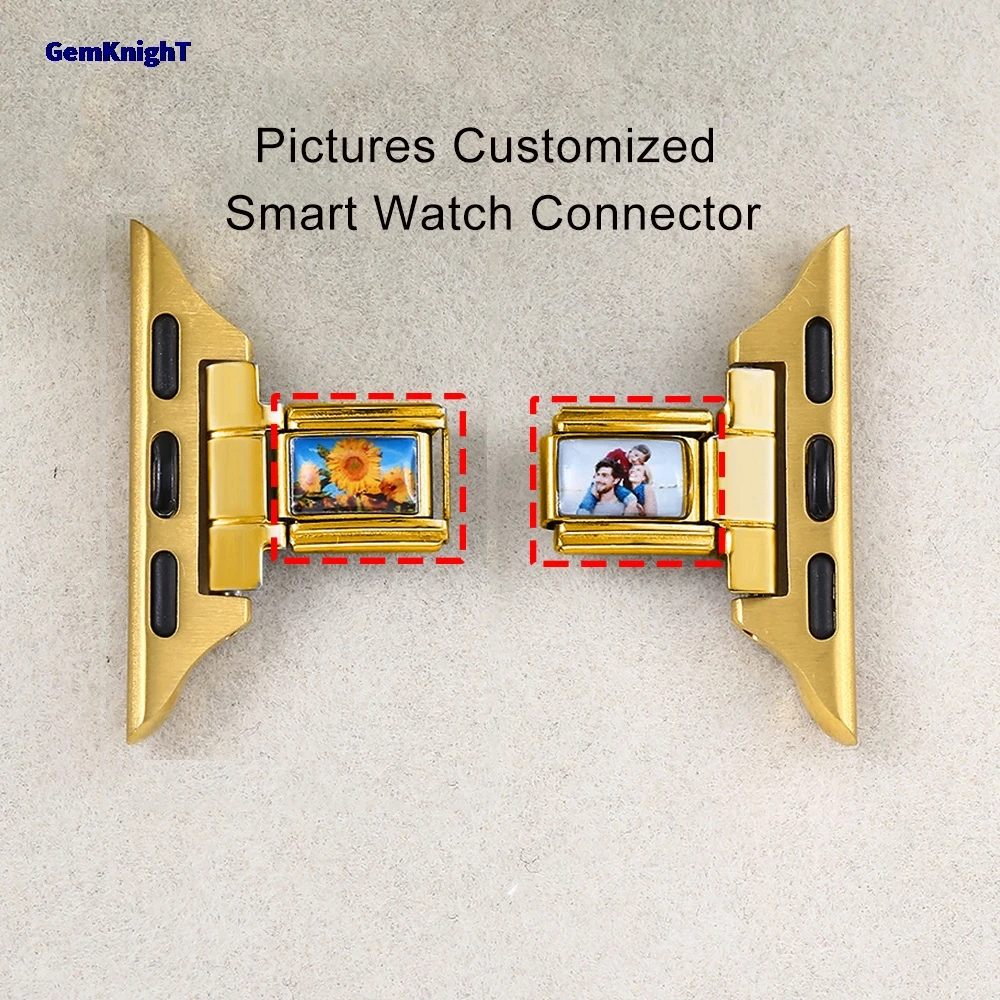 

Индивидуальные изображения Imagine подходят для ремешка для умных часов 38-46 мм, разъем 9 мм, итальянский браслет из нержавеющей стали, ювелирные изделия