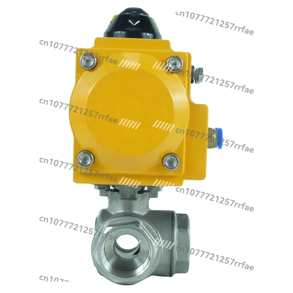 

Пневматический трехходовой шаровой кран из нержавеющей стали с резьбой 1000 WOG 304, шаровой кран с пневматическим приводом из нержавеющей стали, порт TL