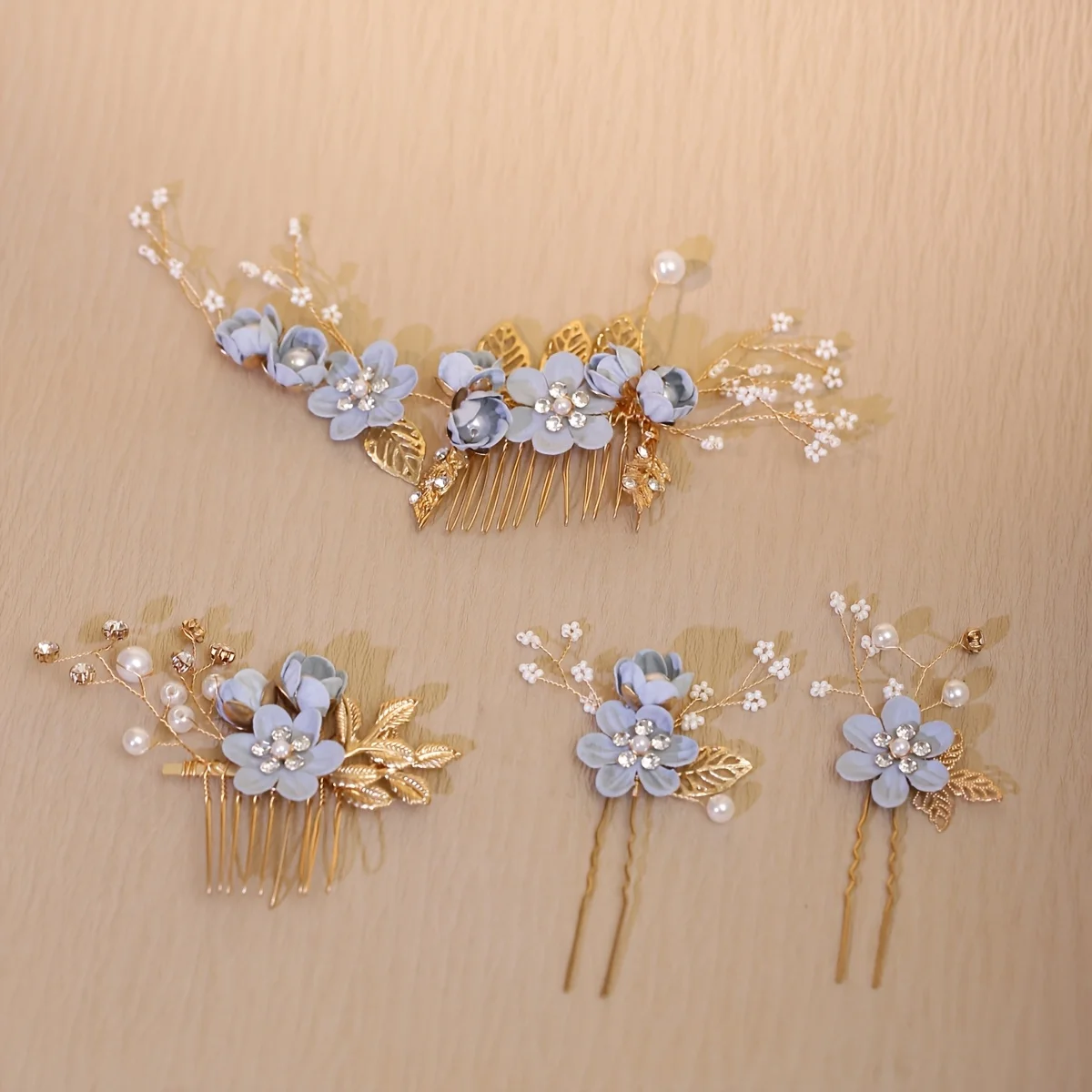 

4pcs Set of Baroque Side Hair Clips and Short Bun Combs for Stylish Hairstyles
