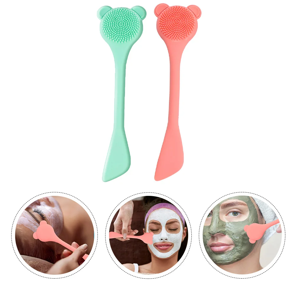 2Pcs Silicone Nose Brush Cleaner Portable Facial Scrub Tool Soft Dense Bristles Waterproof for Blackheads and Pores Cleaning