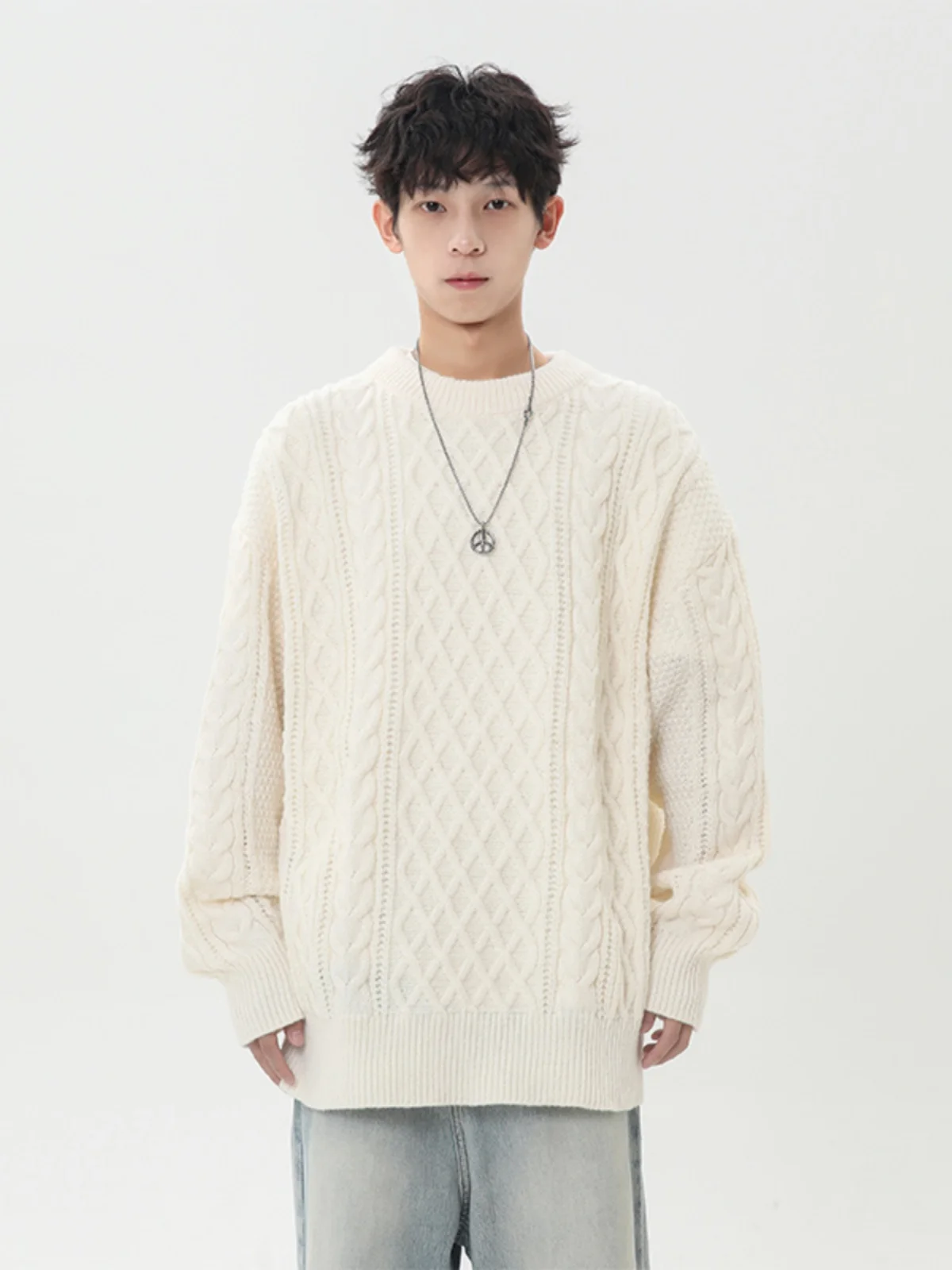

Thiened Knitted Sweater for Men Faionable Urban Sle Spring Autumn Inner Wear T-irt Sle Twist Design Comfortable Pol...
