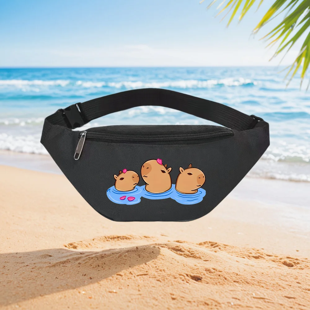 

Three Capybaras Enjoying a Bath Waist Backpack Crossbody Chest Bag Street Casual Sporty Fashionable Simple Unique Printed Design