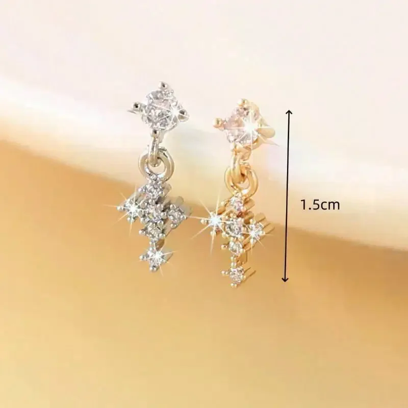 Dangle Nose Rings For Women Cross Zircon Nose Piercing Jewelry L Shape Nose Studs Body Jewelry Accessories view 6