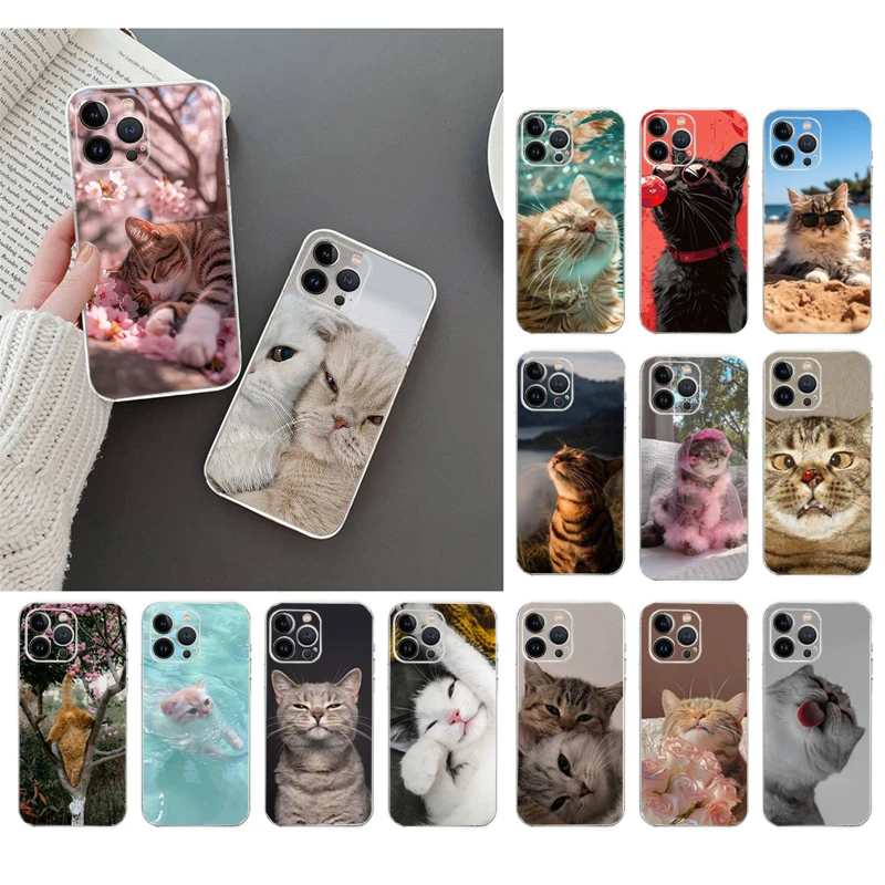 Cute Cat Phone Case For iphone 16 15 14 Pro Max 16 15 14 13 12 Pro 15Plus iphone 11