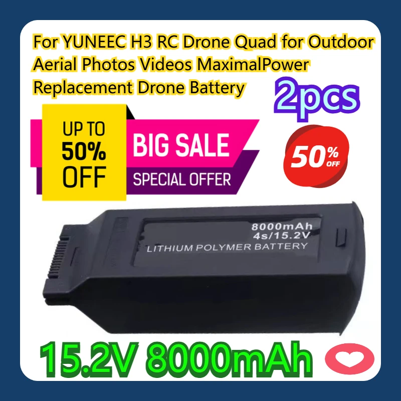 

For YUNEEC H3 RC Drone Quad for Outdoor Aerial Photos Videos MaximalPower Replacement Drone Battery 15.2V 8000mAh 2pcs