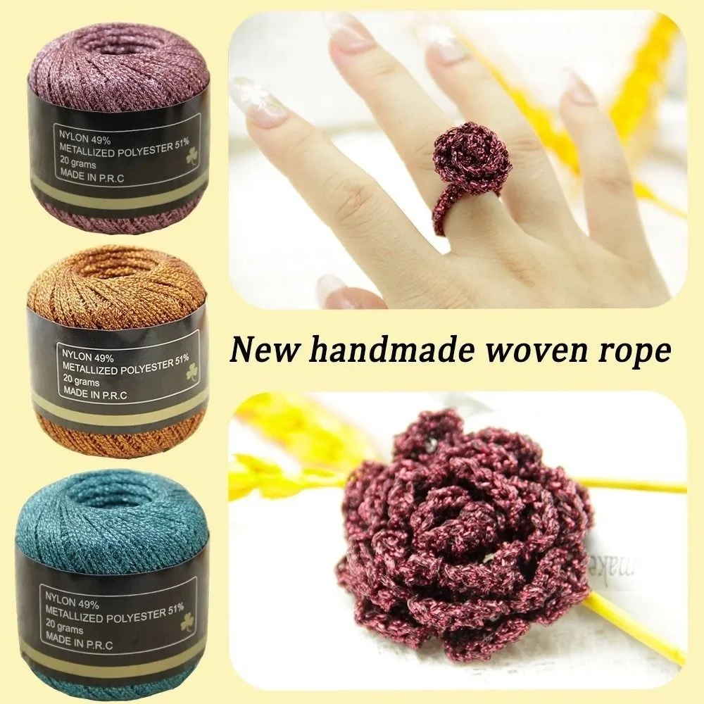 Metallic Color Gold Silver Thread 1mm 120M Multicolor Weaving Thread DIY Craft Supply Handmade Material Crochet Knitting Yarn