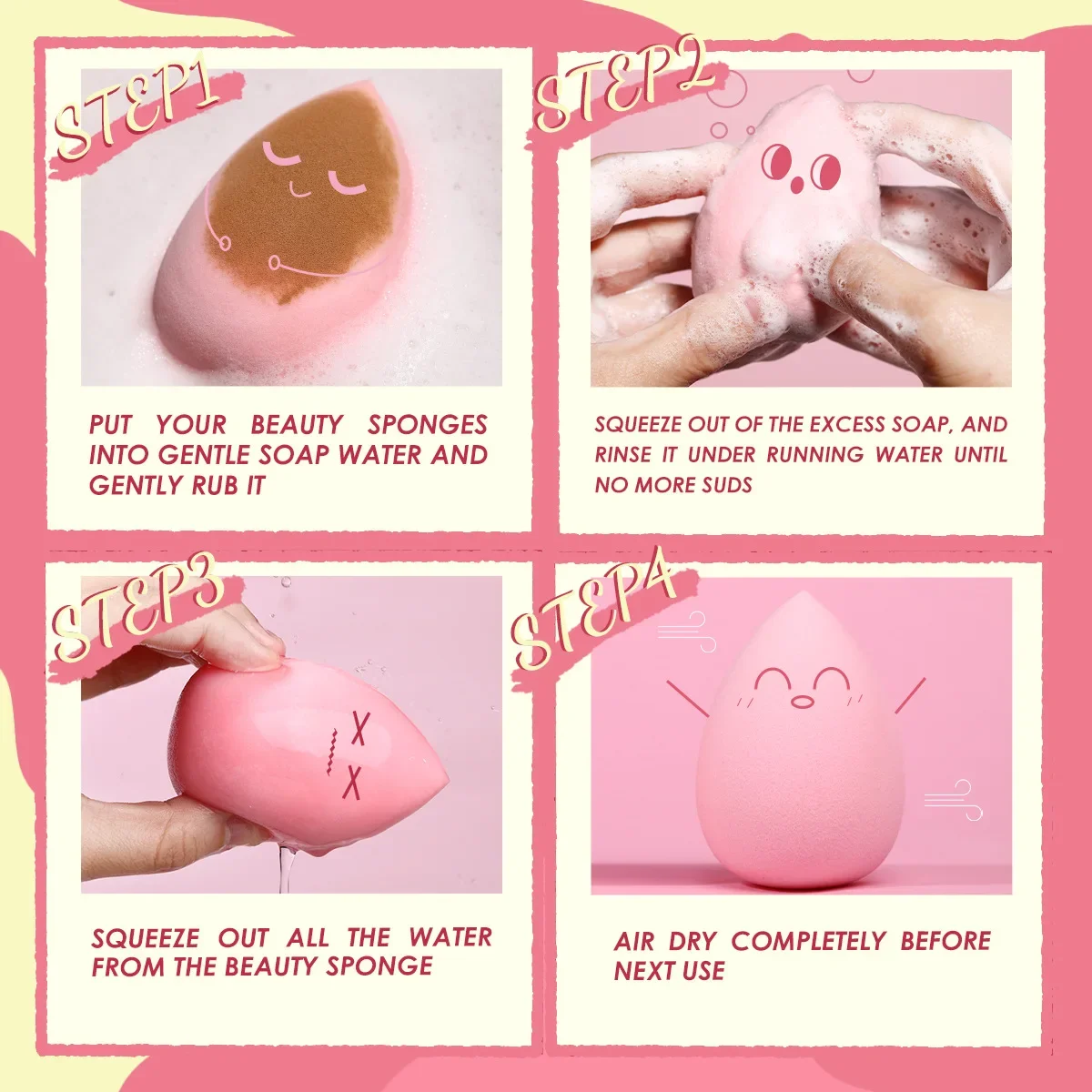 Borsa frullatore per soffio di uova di bellezza in spugna per trucco con gocce d'acqua per applicazione di fondotinta liquido per il viso impeccabile