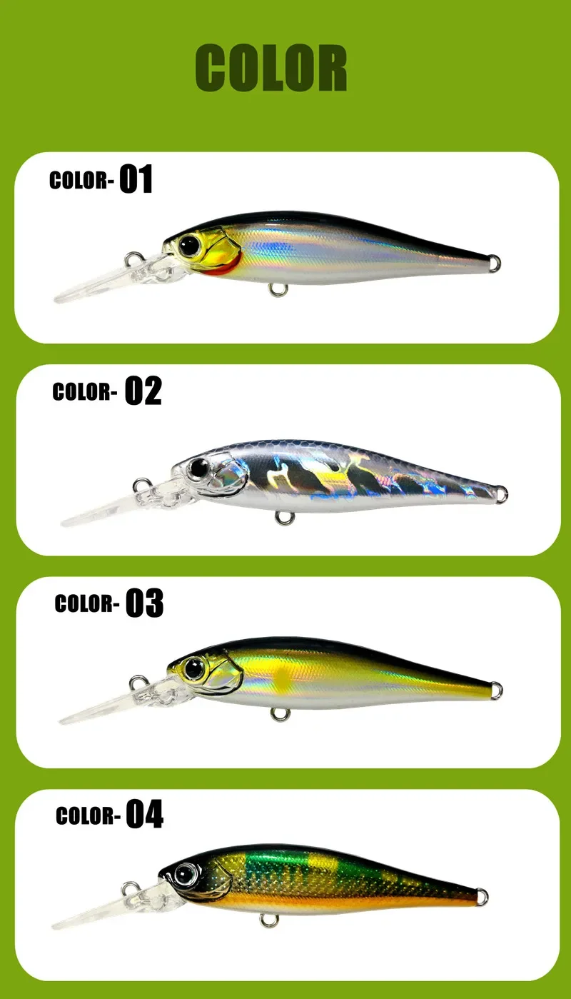 Langlippen-Minnow-Wobbler-Köder 6cm 4,7g Angelköder Tief Tauchender Sinkender Jerkbait Swimbait Künstlicher Harter Köder für Forelle und Barsch – Detail 11