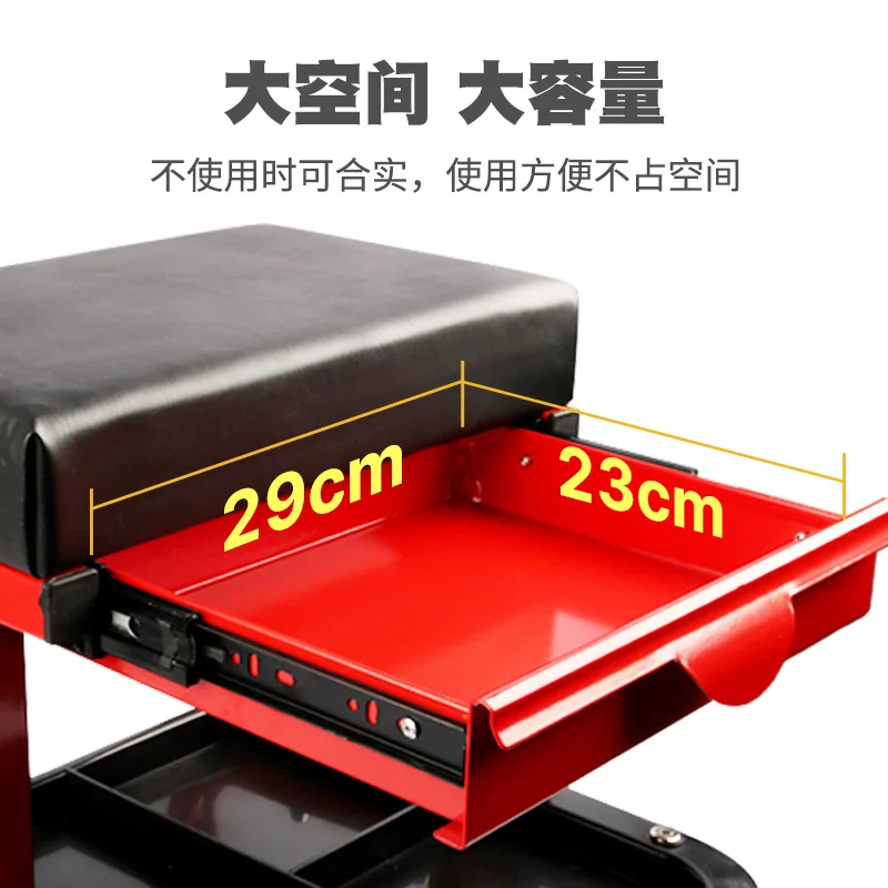 Rolling Car Repair Creeper Seat, Multi-Purpose Mobile Work Stool with Tool Tray for Auto Polishing & Maintenance