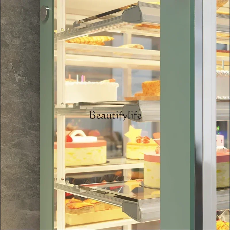 66.Vertical cake cabinet dessert refrigeration right angle display front door fruit beverage air curtain cabinet open type