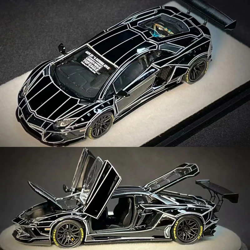 PGM 1:64 For Aventador LP700 LB Black Burst Simulation Limited Edition Alloy Metal Static Car Model Gift