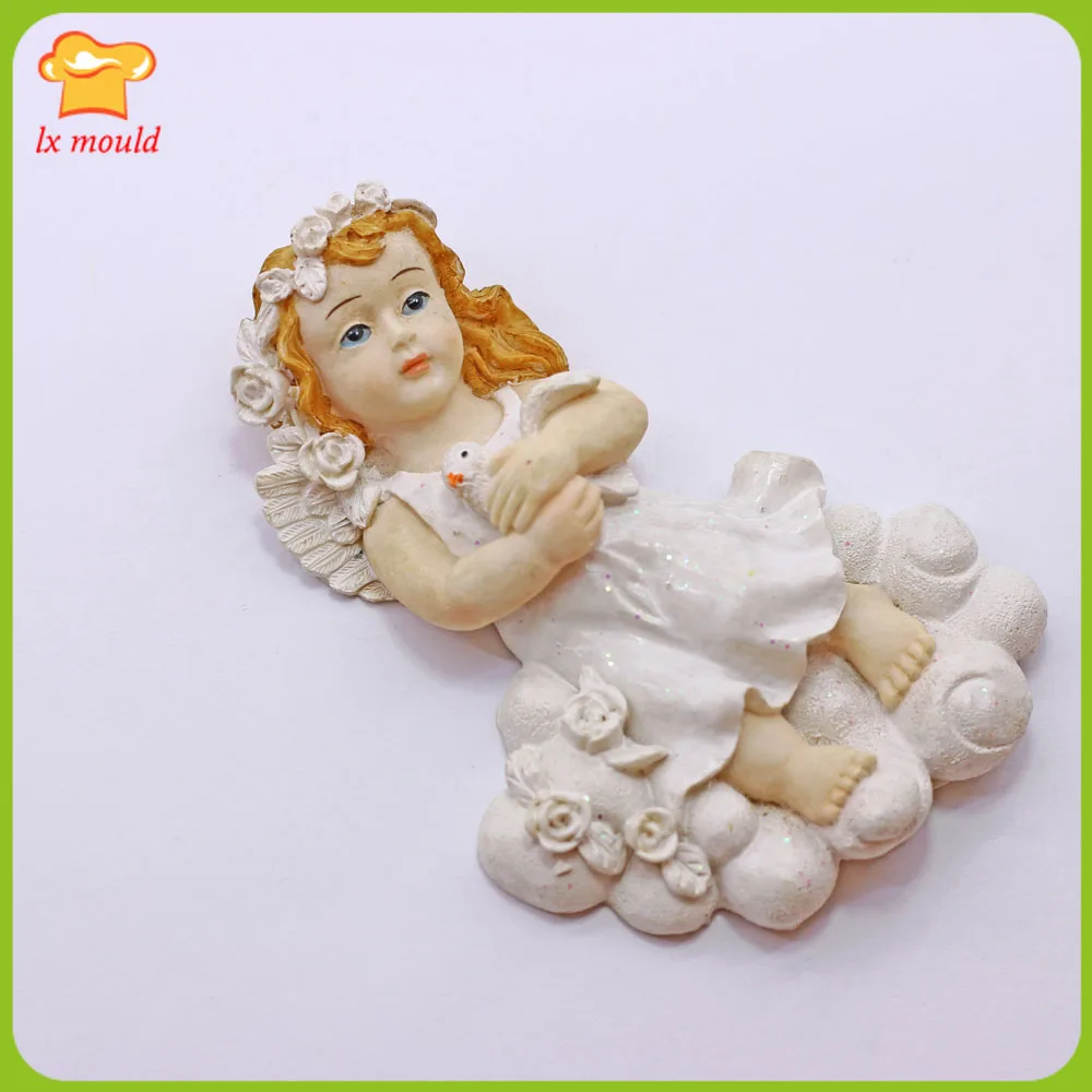 3D Angel Holding Peace Dove Silicone Mould Chocolate Fondant Dessert Mold Polymer Clay Mold Cake Decoration Soap Tool