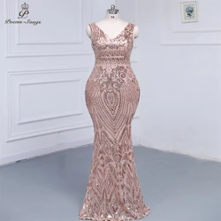 Customized Elegant  gold sleeveless Evening dress prom dress Party dress Bridesmaid Dress robe de soirée de mariage Maxi dress