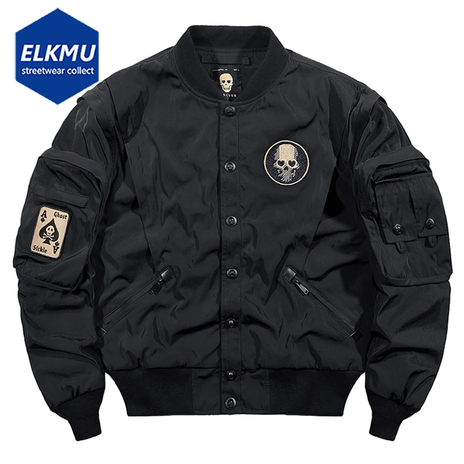 

Techwear Varsity Bomber Jackets for Men Skulls Punk God of Death Embroidery Baseball Jacket Streetwear Hip Hop College Coat Male