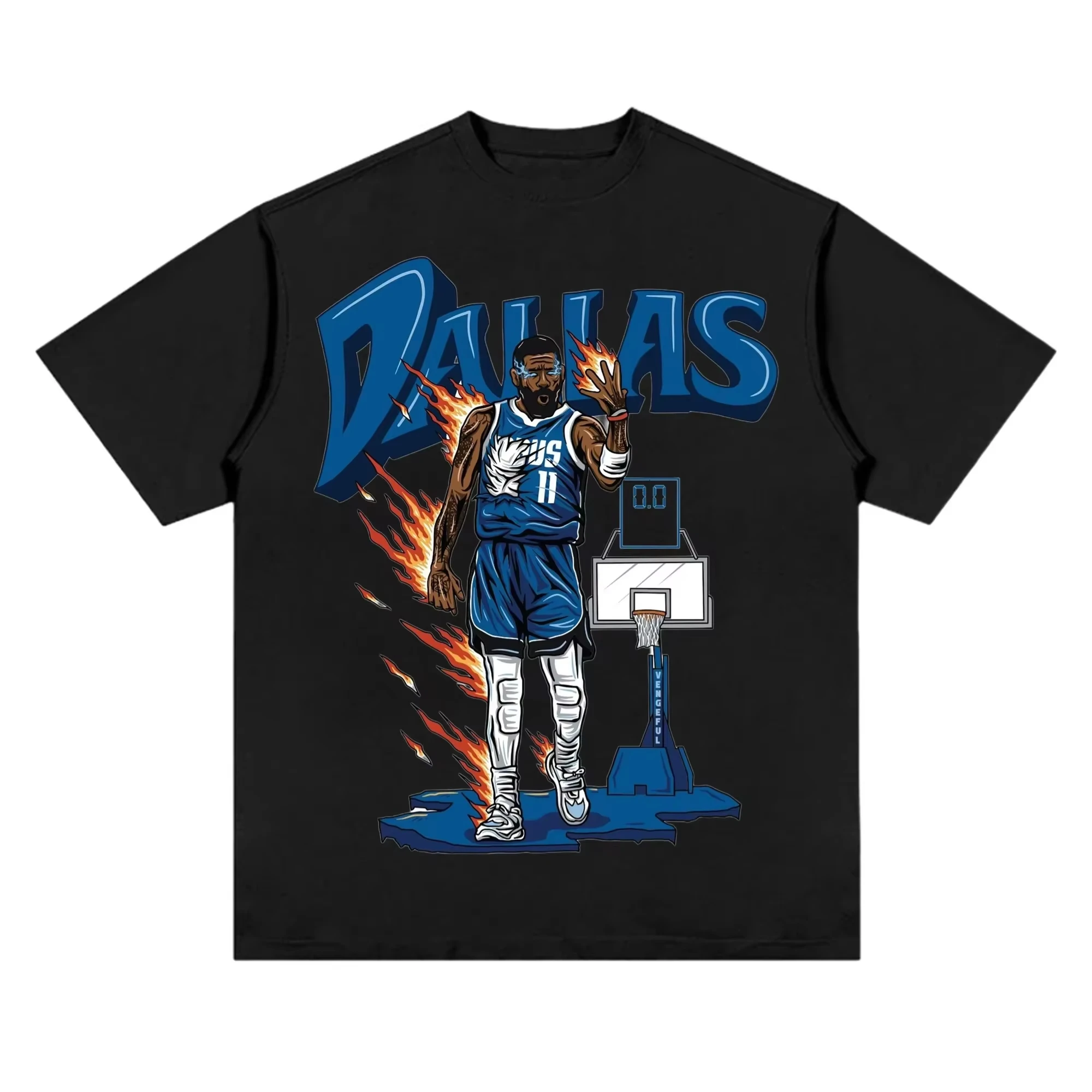 American Skeleton Dallas No. Camiseta de Baloncesto de Algodón con Estampado de Dibujos Animados de Kyrie Irving, Top de Manga Corta para Niños/Hombres