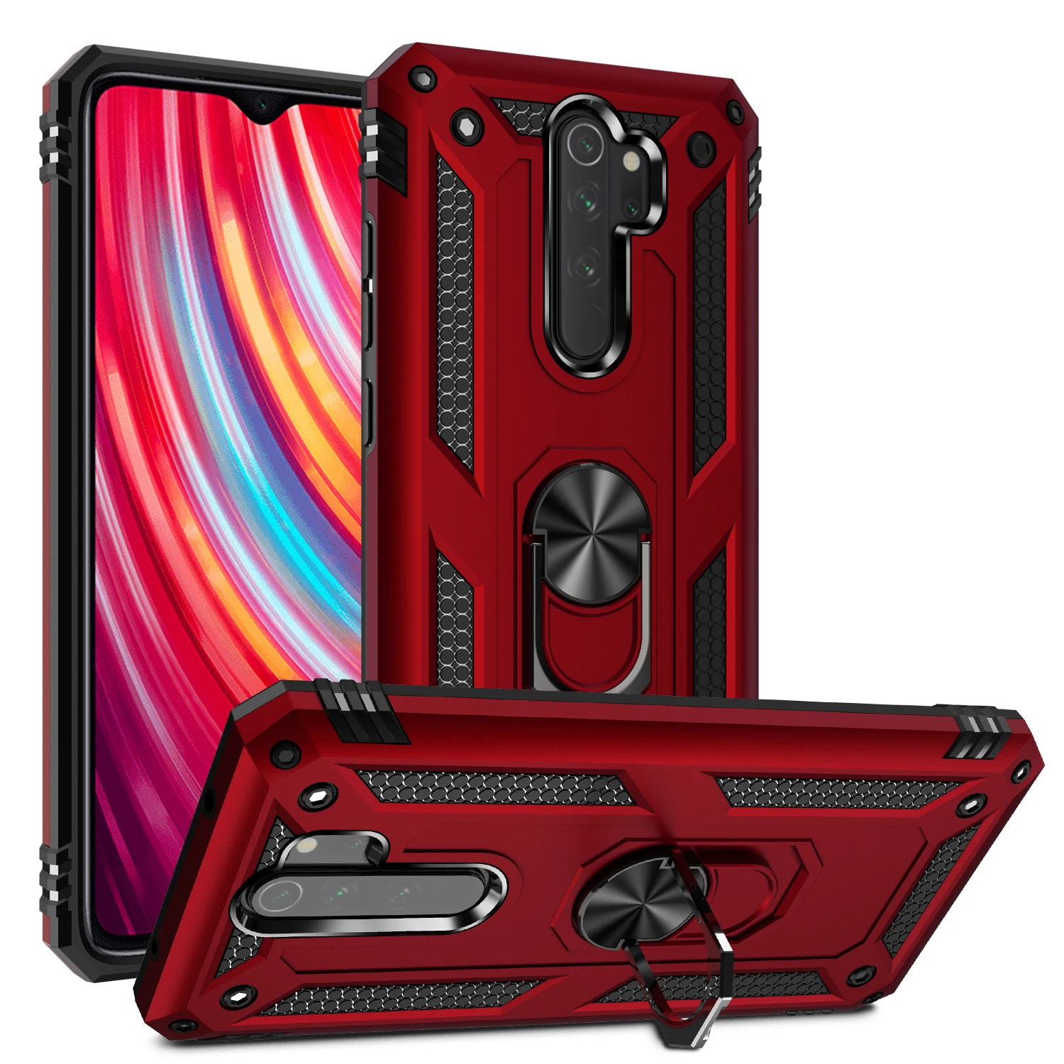 Shockproof Armor For Xiaomi Redmi Note 8 Pro 8T Case Phone Case for Redmi 7 7A 8 8A Ring Stand Bumper Silicone Phone Back Case