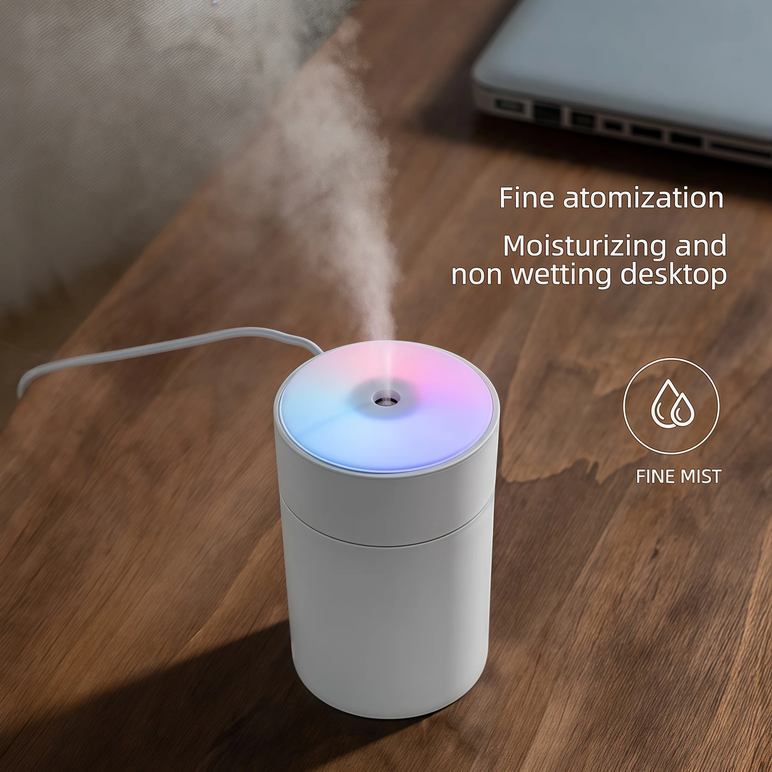 200ML Car Air Humidifier Portable Mini Spray Mist Humidifier with LED Light USB Powered Essential Oil Diffuser For Bedroom Home