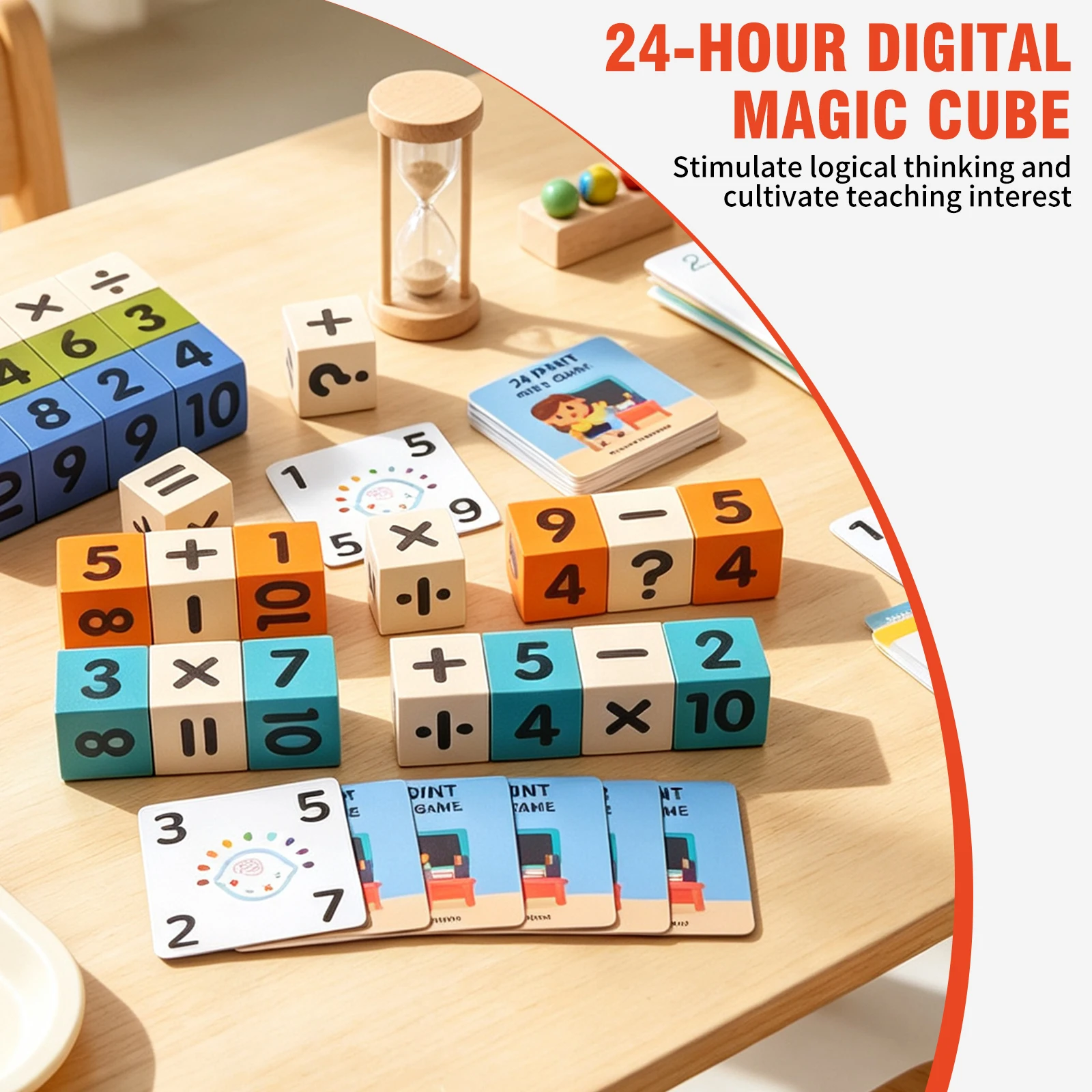 MQUDUO 24 Point Math Game for Kids, Number and Operation Cubes with Challenge Cards, STEM Educational Toy for Family Play