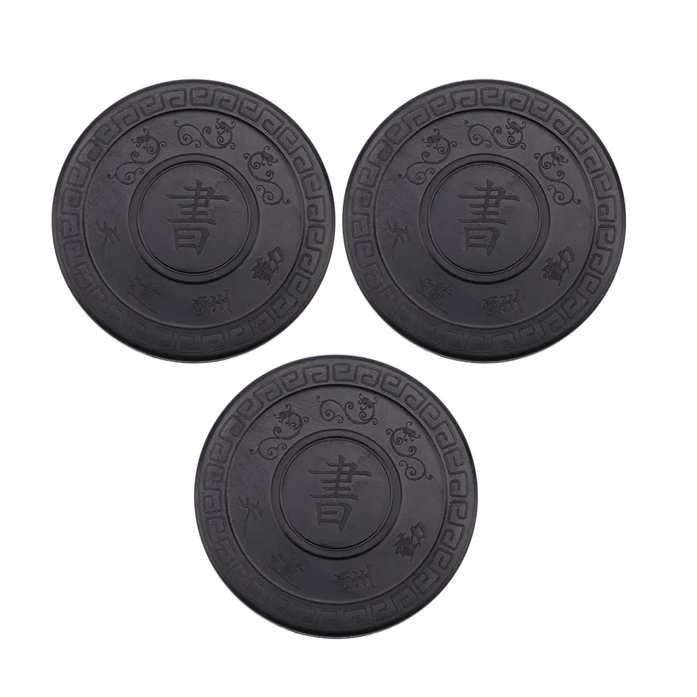 

3Pcs Chinese Inkslab with Cover Traditional Calligraphy Painting Accessory Hard Plastic Inkstone for Grinding Inkstick Use in