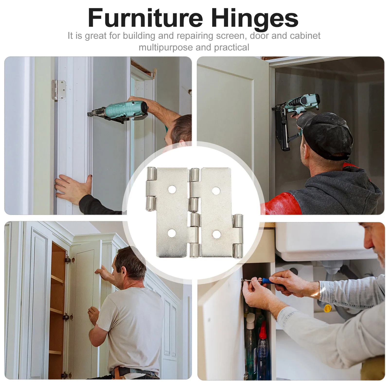 

10pcs Door Hinges Iron Metal Smooth Rust Resistant For Cabinet Screen Gate Folding Furniture Double Acting Hinge