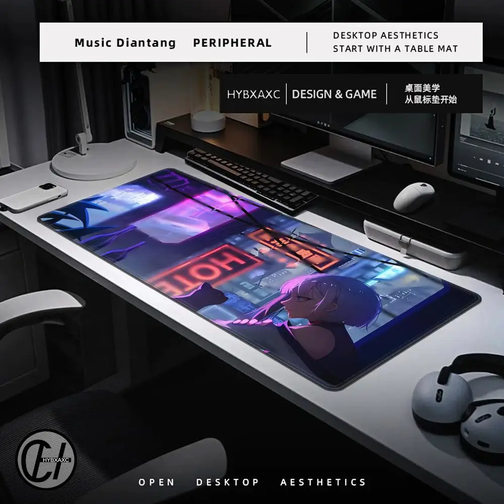 Cyberpunk Anime Edgerunners Mousepad HD Printing Computer Gamers Locking Edge Non-slip Mouse Pad XXL90x40cm Keyboard PC Desk Pad