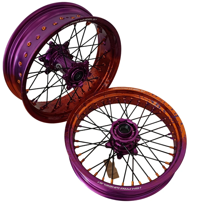 

High Quality Aluminum Alloy New Customize Bi Color Splatter 17 Supermoto Wheels Factory Price Motorcycle Rims
