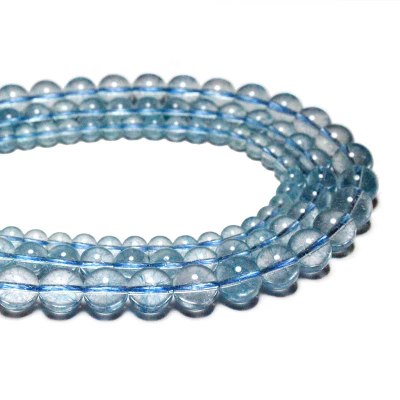 Natural Stone Beads Topaz Blue Crystal Round Loose Spacer Beads For Jewelry Making DIY Bracelet Necklace Charms 6 8 10MM