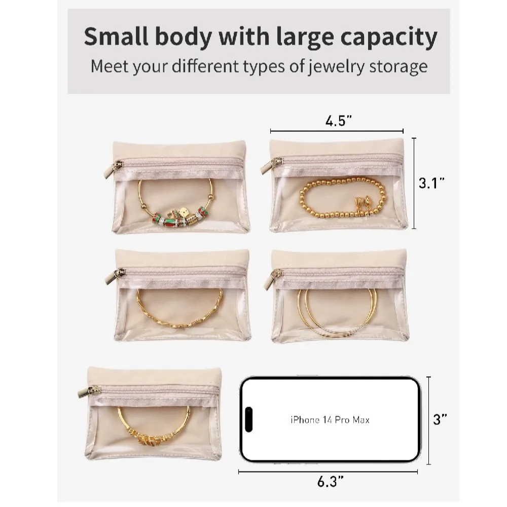 Jewelry Storage Bag Necklace Jewelry Watch Parts Storage Bag Transparent Visual Finishing Zipper Storage Bag