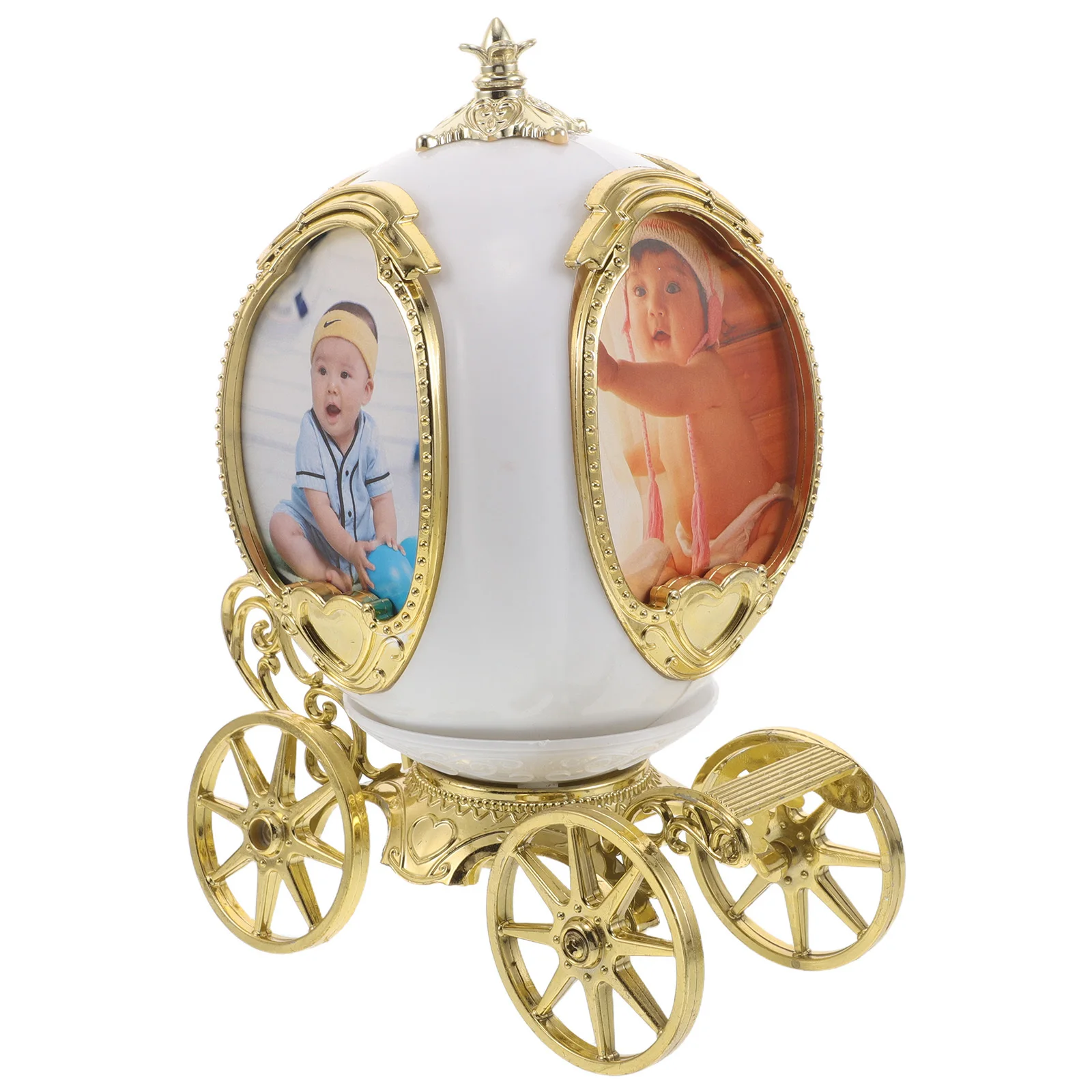 

Pumpkin Carriage Music Box Rotating Photo Frame Vintage Decorative Picture Display Frame Bedroom Desktop Music Box Gift