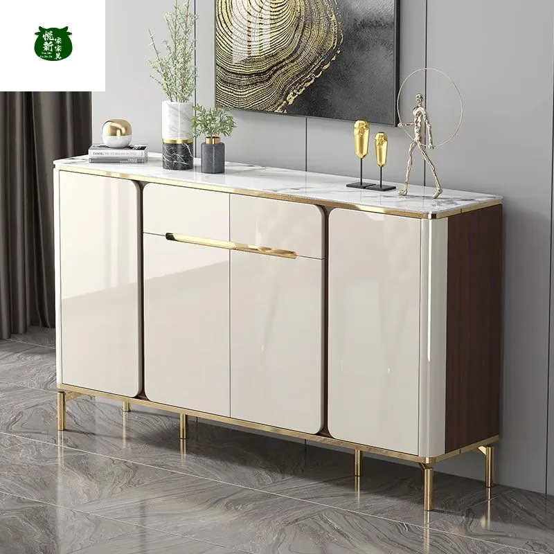 Light Luxury Rock Slab Partition Shoe Cabinet Large Capacity Storage Locker for Home Entrance Living Room Multi-functional