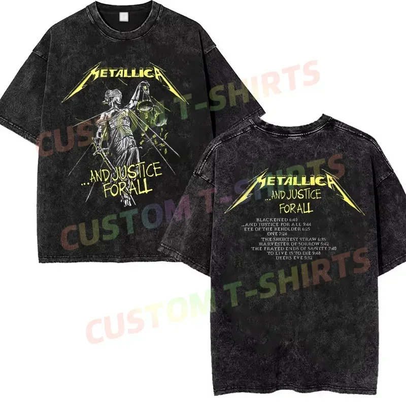 

2025 Summer Vintage Cotton Washed ...And Justice for All - Tracklist T-Shirt By Metallicat Loose T Shirts Men Hip Hop Top Tee