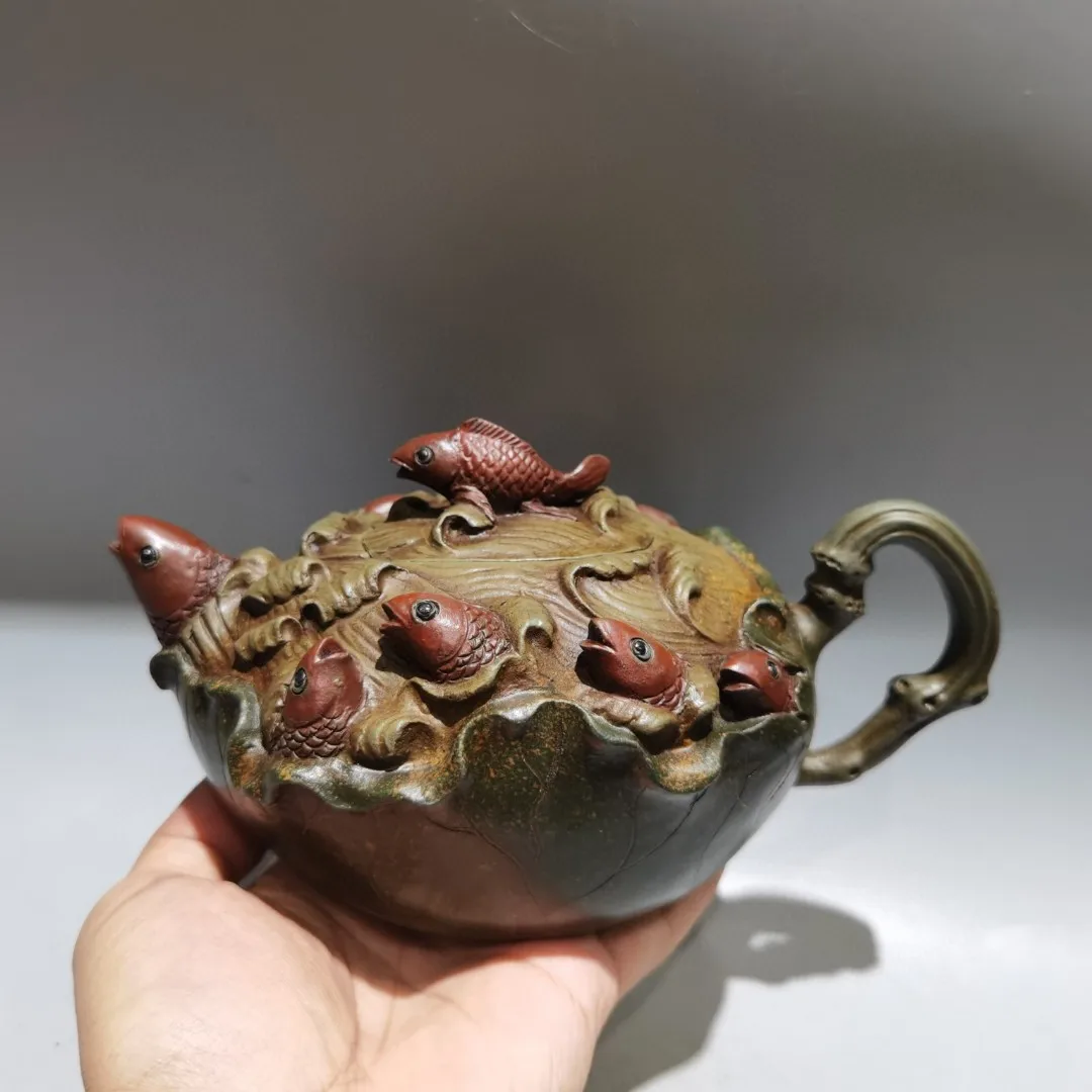Yixing Purple Clay Pot The Carp Leaps Over The Dragon Gate Fish Mouth Pot Water…