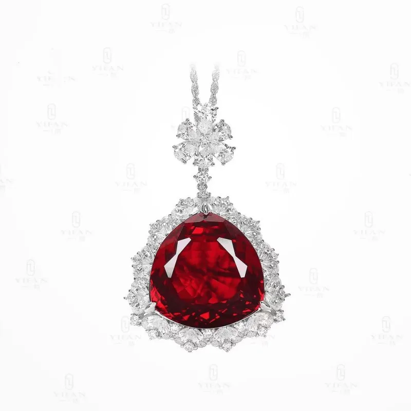 ZOCA Luxury Love Ruby Sea Heart 925 Sterling Silver Drop Earring Necklace Ring Set for Woman Fine Jewelry Anniversary Gift