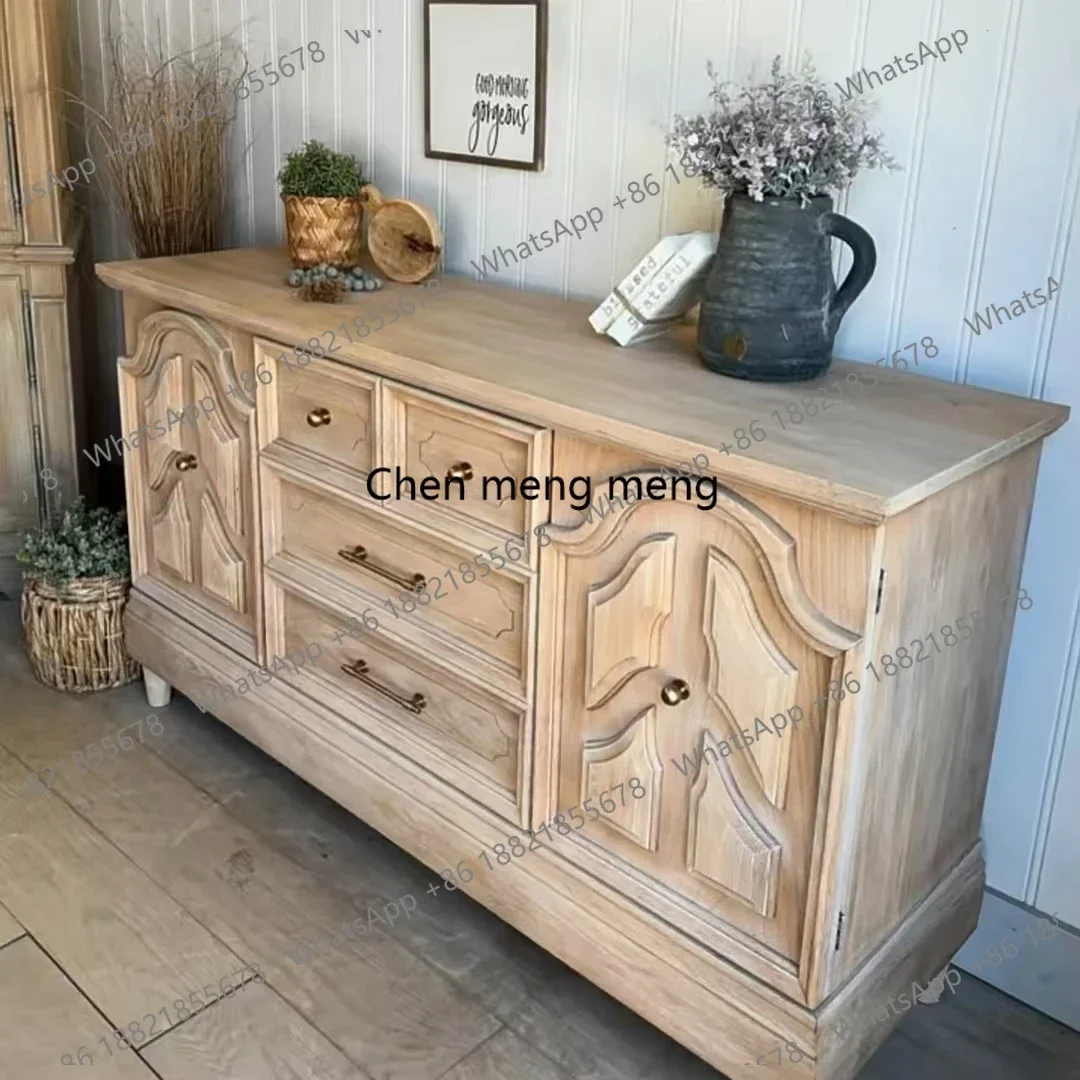 

ZJFrench retro solid wood chest, living room against the wall storage cabinet display decorative cabinet solid wood