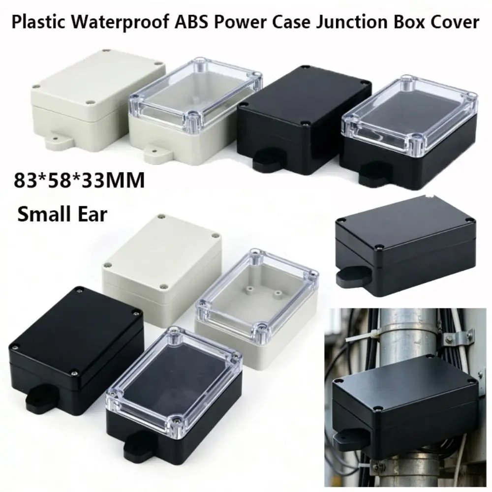 New Small Ear Plastic Box Power Case Waterproof ABS Black/White Transparent Cover Enclosure Electronic Instrument Housing Case