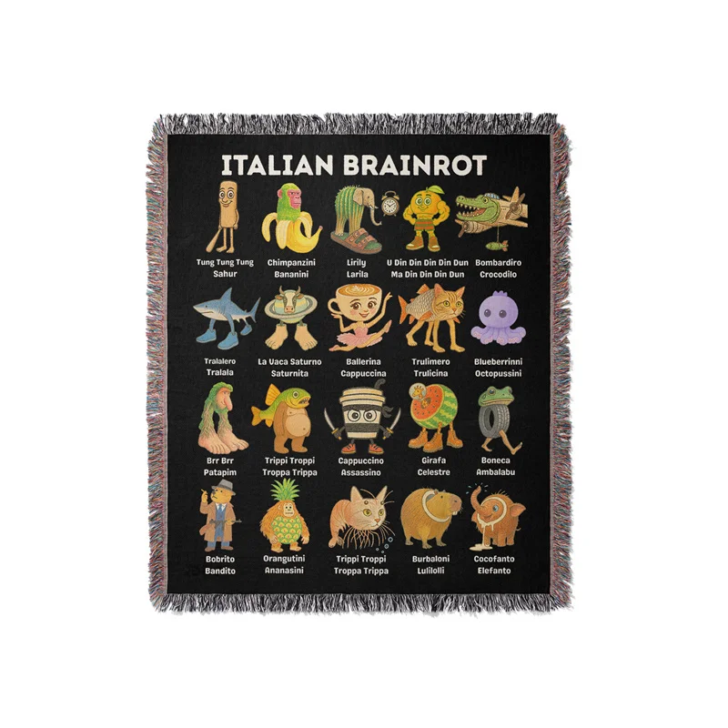 

Gaslight Gatekeep Girlboss Tralalero Tralala Bombardiro Crocodilo Ballerina Cappuccina Жаккардовое тканое одеяло с бахромой