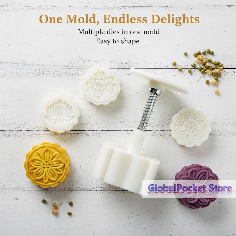 Practical Baking Tool That Is Plastic Hand Press Mooncake Mold With Multi Pattern Stamps For Mid Autumn Home Dessert Making