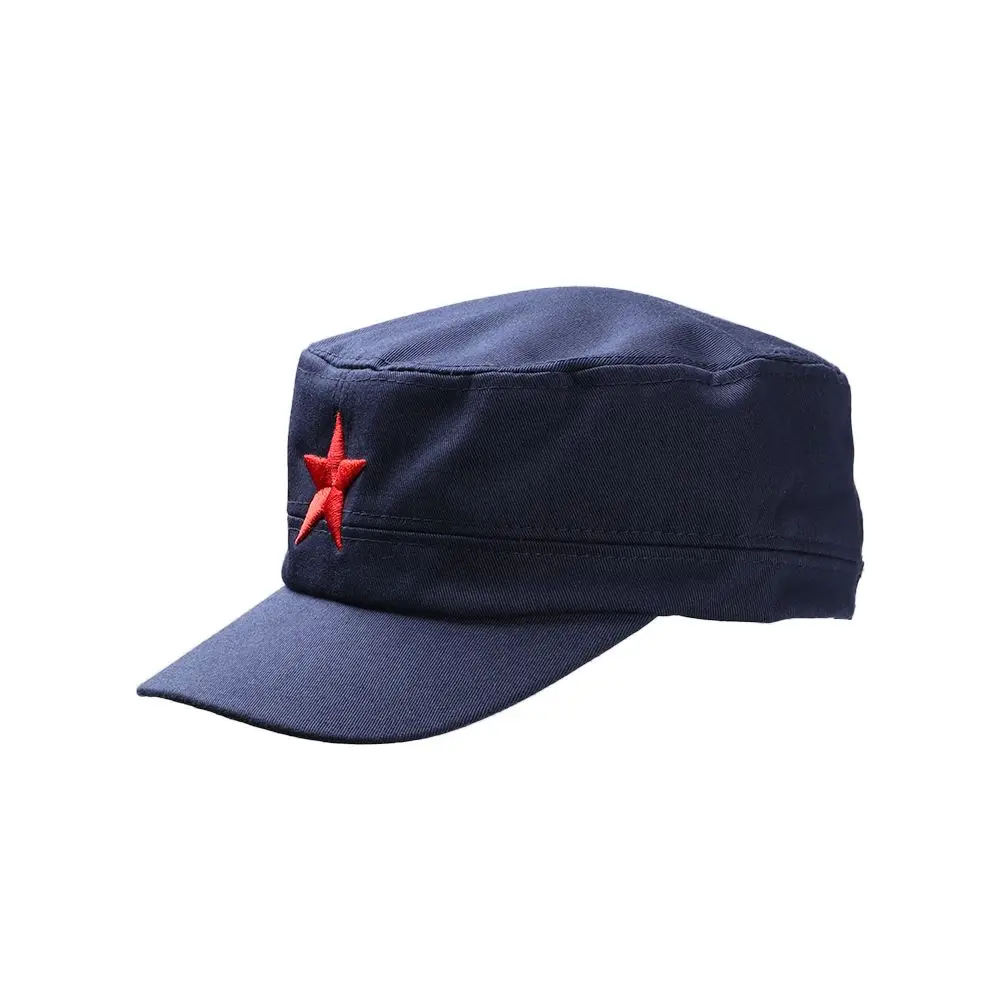 Fashion Unisex Classic Cotton Army Hat Sun Hats Plain Cap Red Star