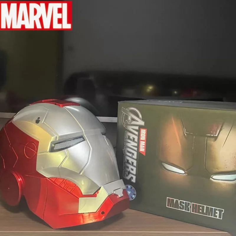 

New Iron Man Helmet Mk5 Electric Voice Control Helmet 1/1 Cosplay Led Eyes Metal Mask Model Toy For Children Adults Christmas