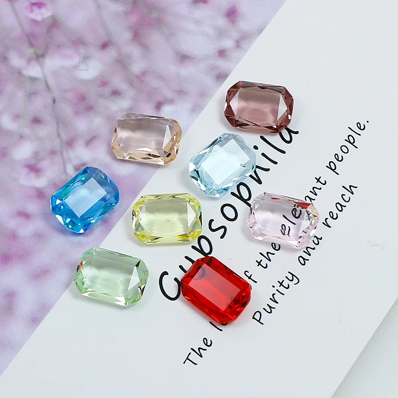 10x14mm Rectangular Octagon Transparent Nail Crystal Decoration for women\'s Clothing and Beads for Needlework DIY