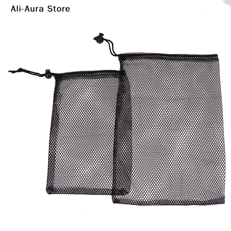 1Pcs Multi Purpose Black Durable Nylon Mesh Drawstring Bag Storage Pouch Home Travel Outdoor Activity Laundry Bag Stuff Sack